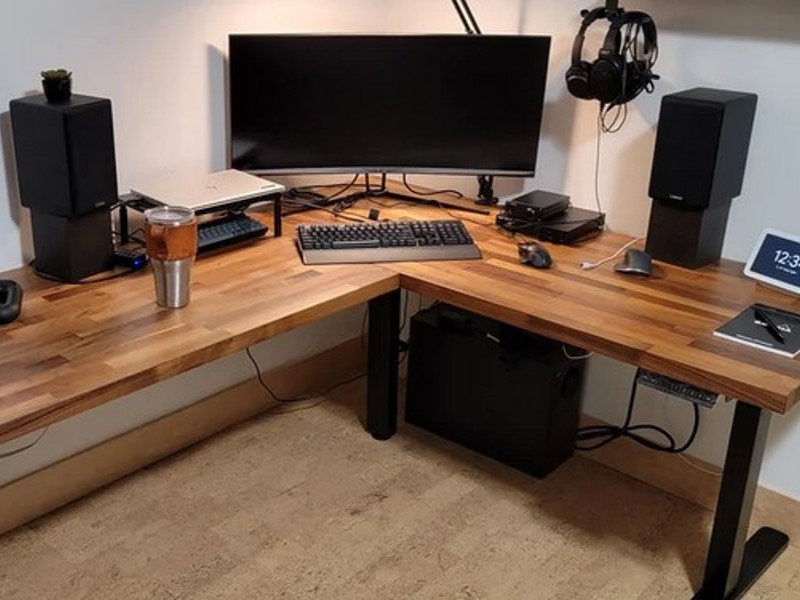 solid wood corner desk